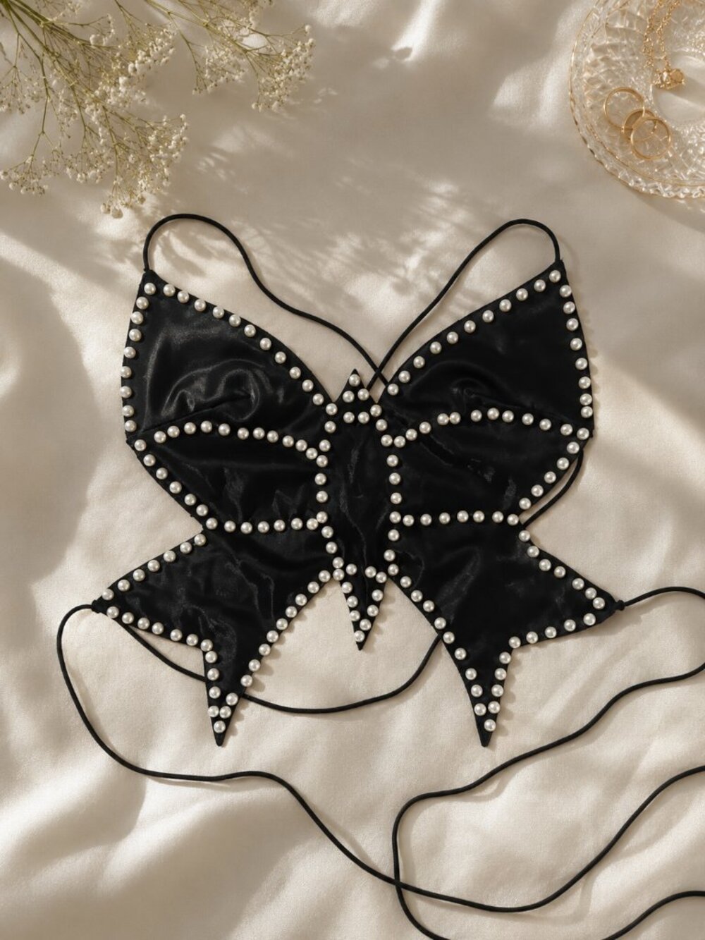 Butterfly Pearl Rhinestone Backless Festival Top One Size